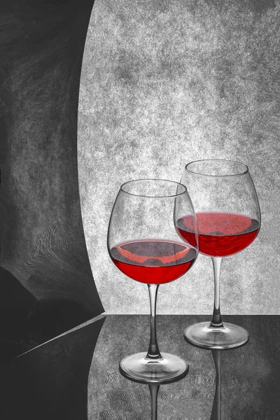Natura Morta Con Bicchieri Vetro Con Vino — Foto Stock