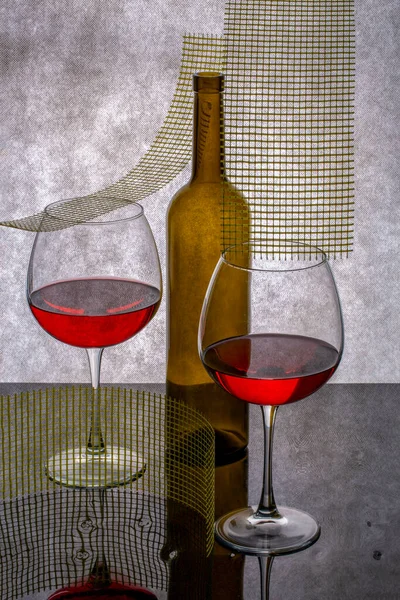 Stillleben Mit Glasgläsern Mit Wein — Stockfoto