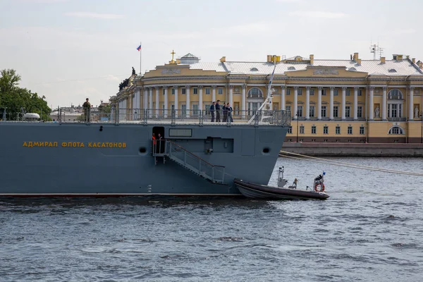 Petrohrad Rusko Července 2021 Záď Fregaty Admirál Flotily Kasatonov Molu — Stock fotografie