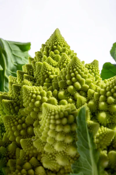 Frammento Cavolo Romanesco Broccoli Primo Piano — Foto Stock