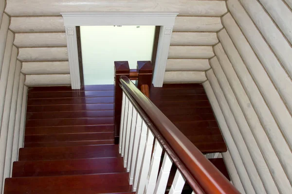 Внутренняя Лестница Строящемся Деревянном Доме — стоковое фото