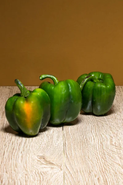 Still Life Three Green Sweet Peppers — стоковое фото