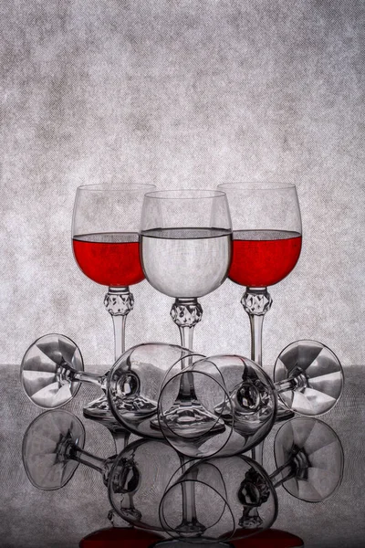 Stillleben Mit Glasgläsern Mit Wein — Stockfoto