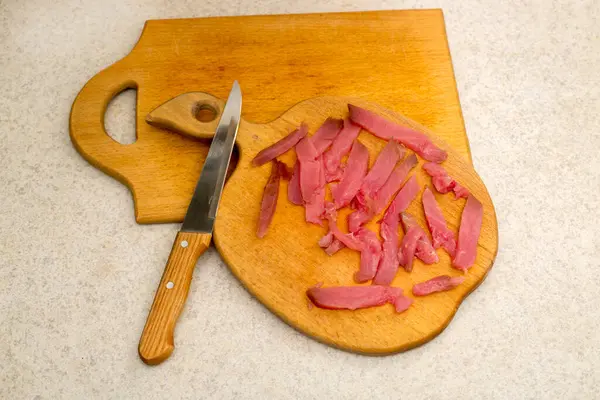 Fatias Atum Frio Fumando Tabuleiro Cozinha — Fotografia de Stock