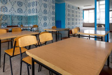 A fragment of the interior of a public dining room