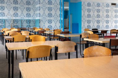 A fragment of the interior of a public dining room