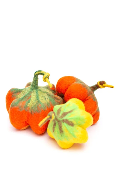 Pumpkins Handmade Felted Wool Celebration Halloween — Stock Photo, Image