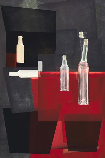 Dekorative Abstrakte Stillleben Mit Flaschen Stilisierung — Stockfoto