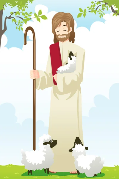 イエスは羊飼い — ストックベクタ
