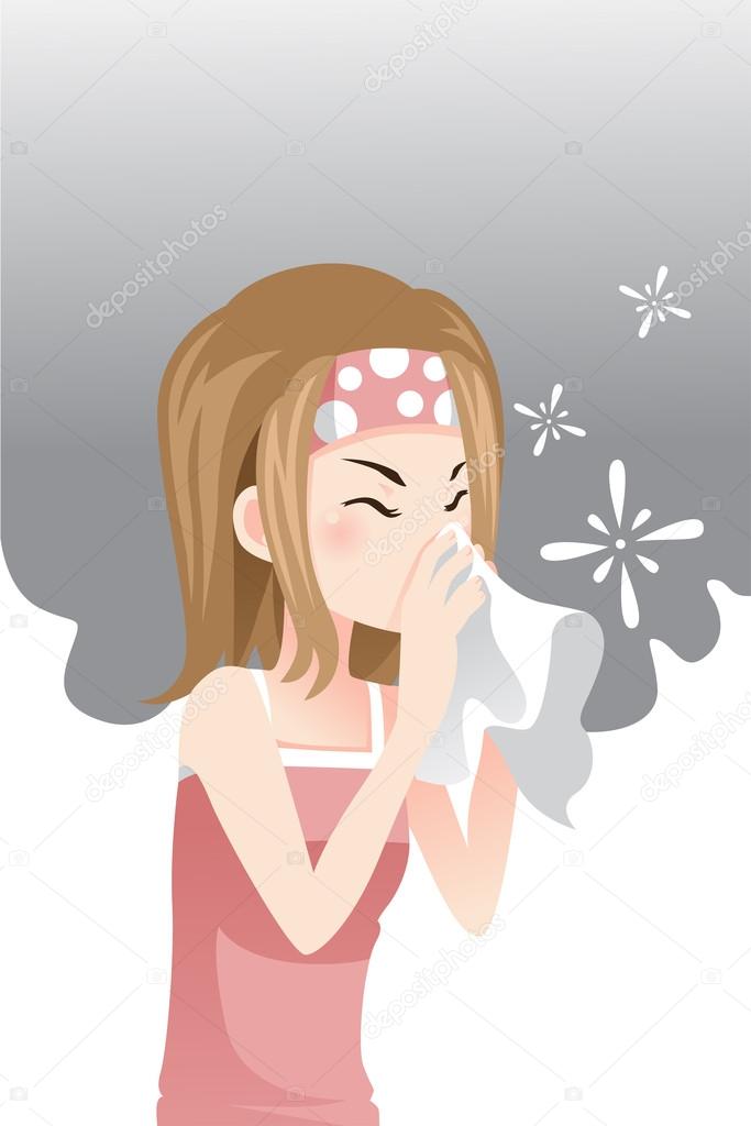 Woman having a cold