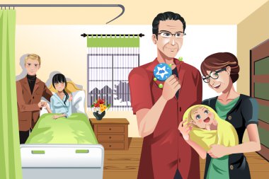 Aile ile yeni doğan bebek