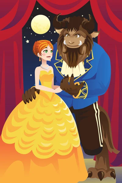 Beauty and the beast — Stock Vector