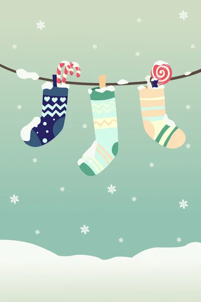 Winter Christmas stockings — Stock Vector