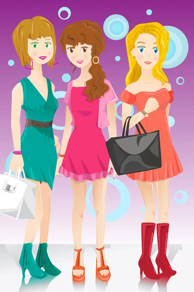 Three fashion girls — Stock Vector