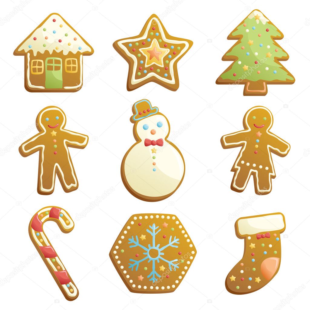 Gingerbread cookies icons