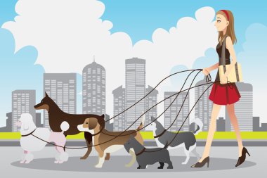 Köpekleri gezdiren kadın