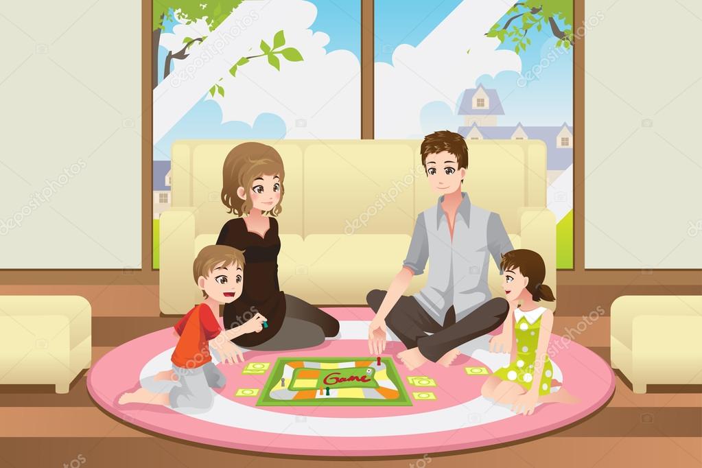 Familia jugando tablero juego Imagen Vectorial de © artisticco #14053064 | Depositphotos
