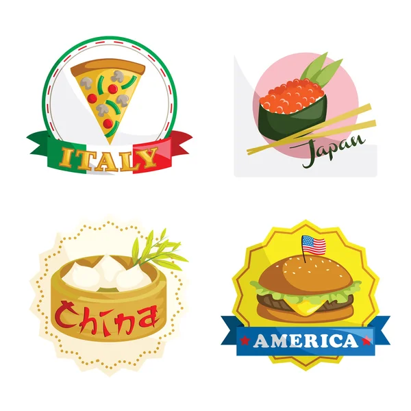 International gourmet food icons — Stock Vector