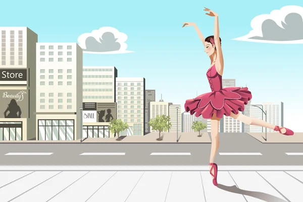 Ballet danseur dans la ville — Image vectorielle
