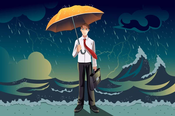 Fırtınada bir işadamı — Stok Vektör