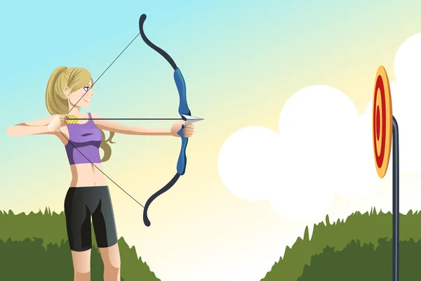 Femme archer — Image vectorielle