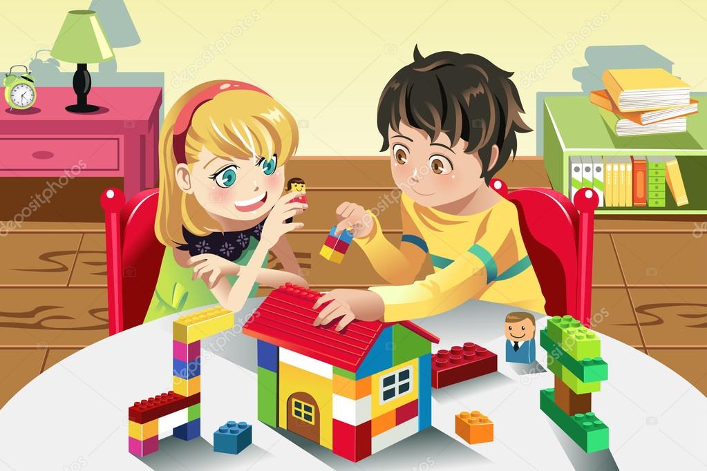 kid playing with toys clipart images