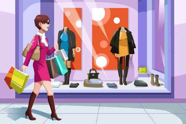 Shopaholic Mädchen — Stockvektor