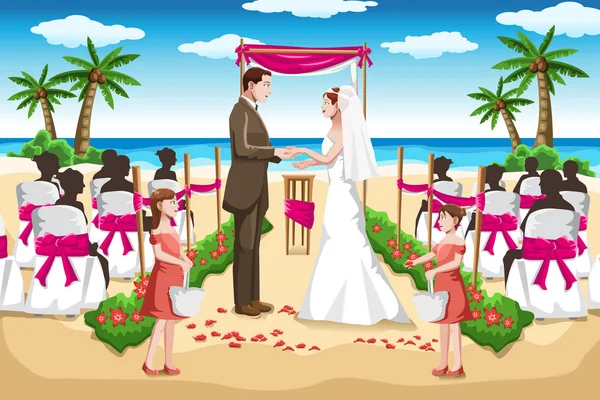 Casamento na praia — Vetor de Stock