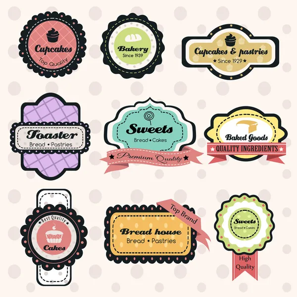 Etiquetas de panadería vintage — Vector de stock