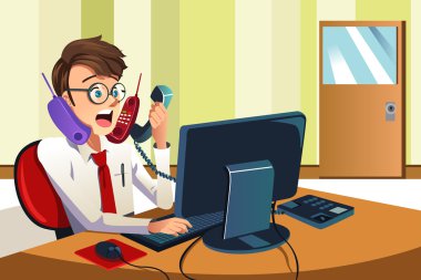 Busy businessman on the phone clipart