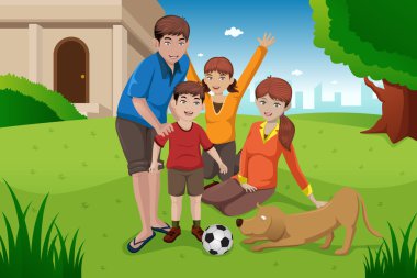 mutlu bir aile ile pets