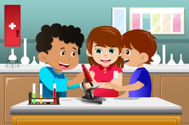 çocuklar bilim laboratuarında öğrenme