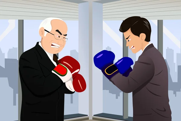 Concept d'entreprise de deux hommes d'affaires se battant — Image vectorielle
