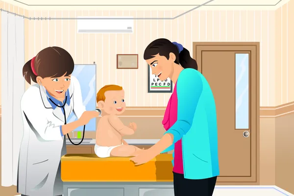 Doctor examining a baby — Stock Vector