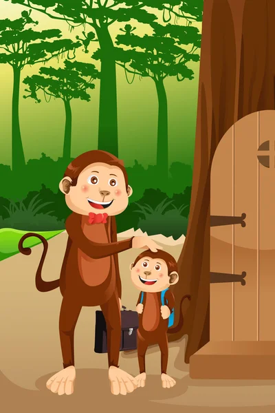 Μαϊμού πατέρα με το παιδί του — Διανυσματικό Αρχείο