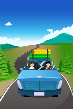 Çift seyahate gidecek bir Araba sürme
