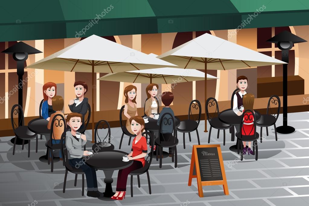 Insanlar dışında bir kafede kahve keyfi — Stok Vektör © artisticco