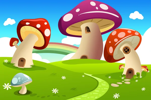 Mushroom huizen — Stockvector