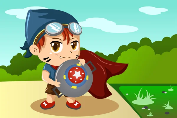 Garçon en costume de super-héros — Image vectorielle