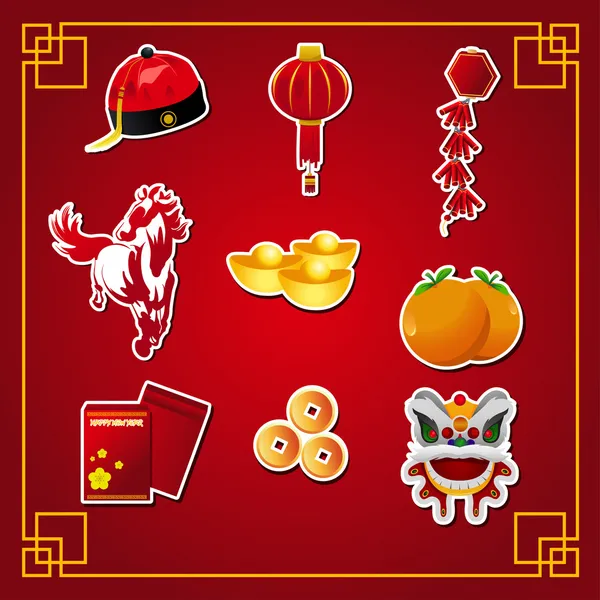 Chinese New Year icons — Stock Vector