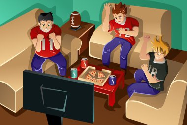 Amerikan futbolu izlerken gençler