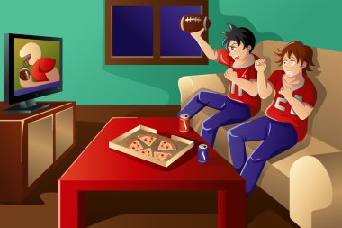 Amerikan futbolu izlerken gençler