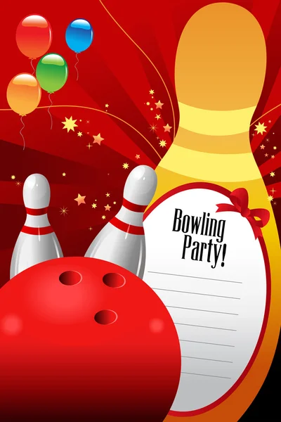 Bowling party invitation template — Stock Vector