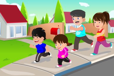 bir banliyö mahalleye içinde açık çalışan aile