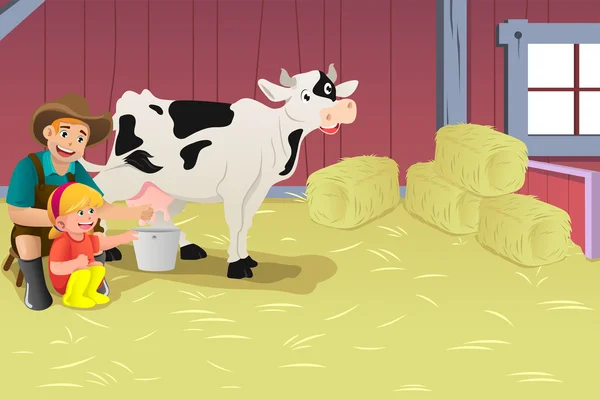 Vectores de stock de Niña ordeñando vaca, ilustraciones de Niña ordeñando  vaca sin royalties | Depositphotos®