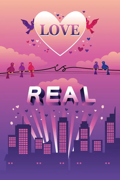 "Η αγάπη είναι πραγματική "Σχεδιασμός — Διανυσματικό Αρχείο