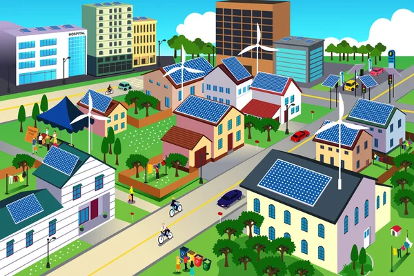 yeşil çevre dostu kent sahnesi