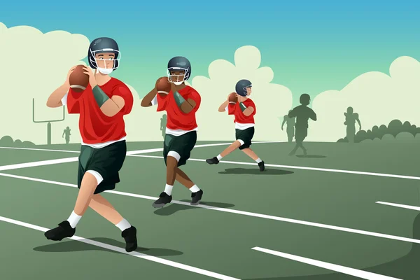 Enfants dans la pratique du football américain — Image vectorielle