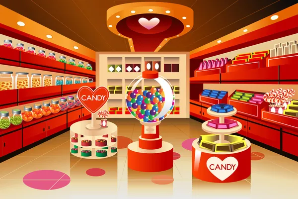 Tienda de comestibles: sección dulces — Vector de stock