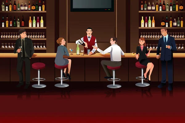 Business people in a bar — Stock Vector